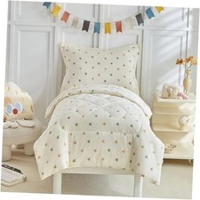 Toddler Bedding Set,4 Pieces Reversible Toddler Comforter Set,Ultra White Star
