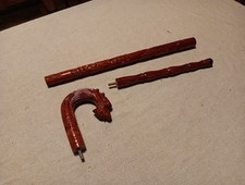 VINTAGE ANTIQUE WALKING STICK CANE WOODEN WOOD CARVED DRAGON HEAD 15