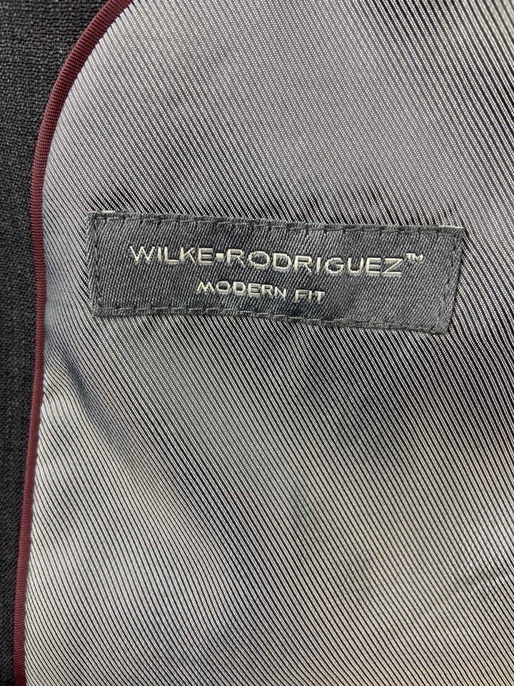 WILKE-RODRIGUEZ Hombres 38R Negro Sólido Lana Suave 2 Piezas Traje con Pantalones de Vestir 32x30 Foto 2 de 4