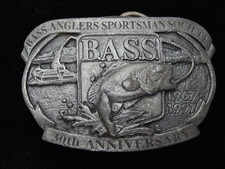QD03130 VINTAGE 1997  BASS ANGLERS SPORTSMAN SOCIETY  FISHING BELT BUCKLE