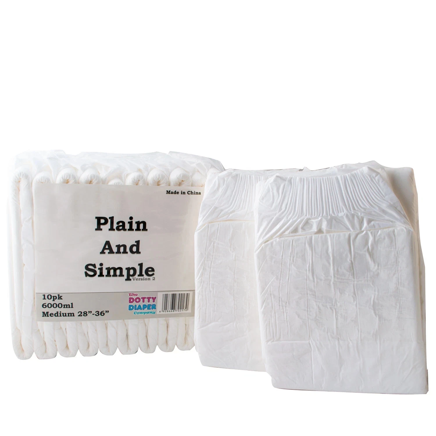 10x adult diaper Plain and Simple White 6000ml, unisex, M, L XL