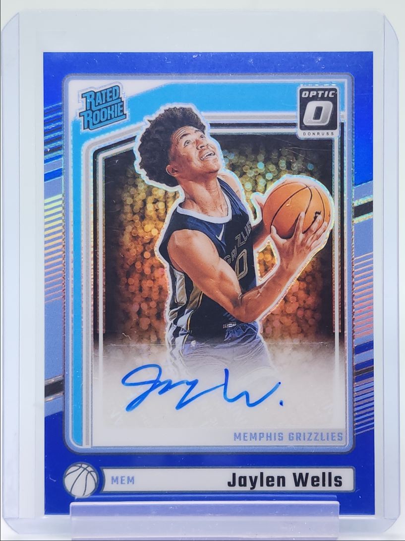 JAYLEN WELLS 2024-25 DONRUSS OPTIC RATED ROOKIE BLUE PRIZM RC AUTO /49 Q5876
