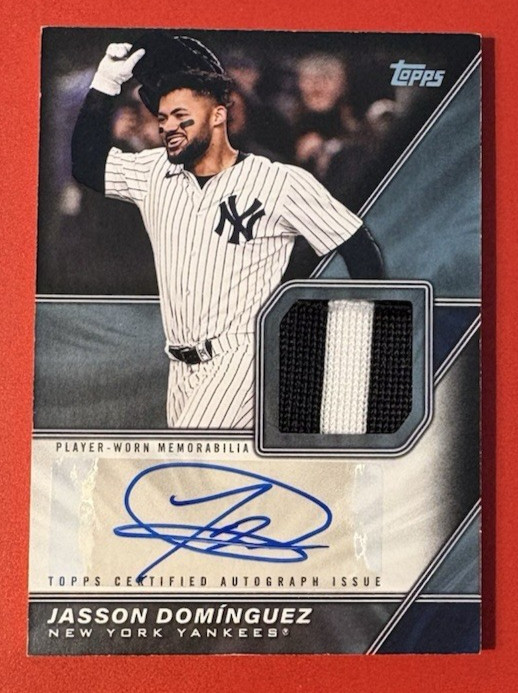 Jasson Dominguez 8/10 Auto Patch Major League Material 2026 Topps MLMA-JD Jersey