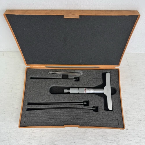 Mitutoyo 129-127 Depth Micrometer. 0-4" ,  2.5" Base. Japan .001"