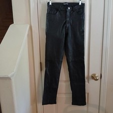Y2K 90s Vintage Polo Jeans Co. Ralph Lauren Black Leather Sraight Pants 4 Biker