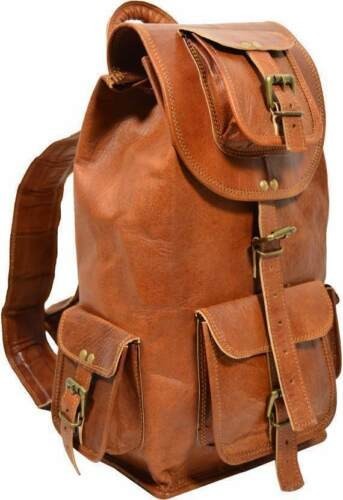 Vintage Genuine Leather Laptop Backpack for Men Brown Travel Rucksack-image