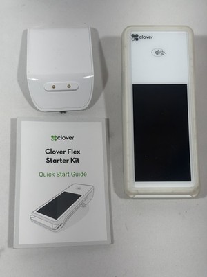 Clover Flex POS System Terminal With Cradle Card Reader Untested As Is