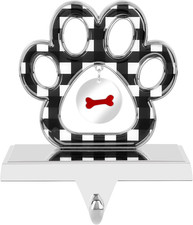 Dog Paw Christmas Stocking Holder with Pendant Silver Metal Pet Paw Stocking Hol