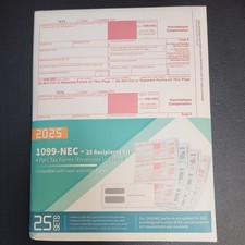 1099 NEC Forms 2025 with Envelopes, 25 2025 1...