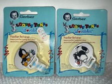 Gerber Looney Tunes Pacifier Retainers 2 total Vintage