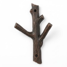7" Heavy Duty Cast Iron Tree Branch Wall Hook, Rustic Nature Decorative Key H...