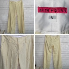 Alice + Olivia Linen Blend Pants White Sz 6
