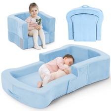 Toddler Travel Bed, 2-in-1 Foldable Portable Toddler Bed Sofa Chair, Soft Bab...