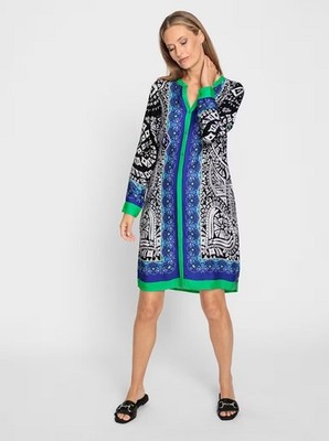 Kleid blau 36 HEINE Damen Kleid Langarm bedruckt blaugrün/ecru UVP 69,99  5.6287