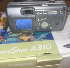 Canon PowerShot A310 Digital Camera Box Manual Flashcard 3.2MP Tested