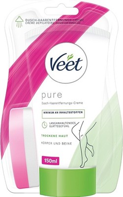 Veet Pure Dusch Haarentfernungscreme Koerper Arme Beine Trockene Haut 150ml