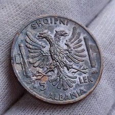 Regno Vittorio Emanuele III Albania 5 Lek 1939 Altissima Conservazione Argento 