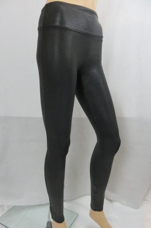 Spanx Faux Leather Snakeskin Leggings Black High Waistband  SZ XS