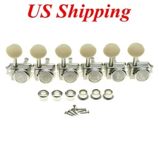 Vintage  Guitar Locking TunersTuning Keys fits Strat/Tele Nickel w/ Ivory Button