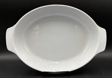 Emile Henry France 13.25 x 9" Oval AuGratin Dish Red White Glossey 90.06 EUC