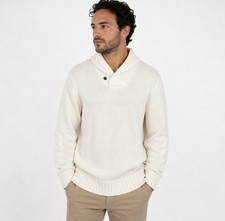 Vintage Polo Ralph LaurenShawl Neck Sweater Ivory White Linen Pullover Sz XL