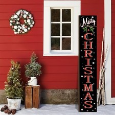 Merry Christmas Welcome Porch Sign Xmas Wooden Door Sign 47'' Large Porch Sig...