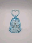 Light Blue 3.5" Fenton Bell With Flowers & Heart Shaped Handle Signed By Artist