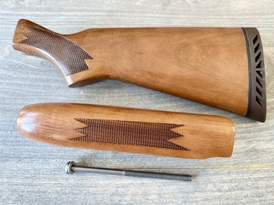 MOSSBERG 500 590 MAV CHECKERED WOOD STOCK FOREND RECOIL FITS 7  SLIDE 20 GA GG