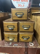 Vintage Oak Fronted Filing Drawers Set of 5
