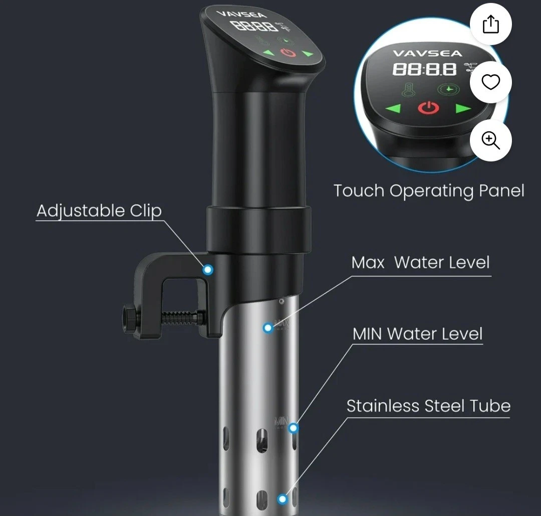 VAVSEA Sous Vide Precision Cooker Waterproof Immersion Digital Touch Model 806
Opens in a new window