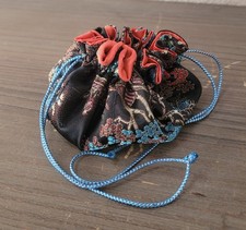 Travel Jewelry Bag Organizer 8 Pocket Asian Scene Nature Fabric Drawstring Pouch