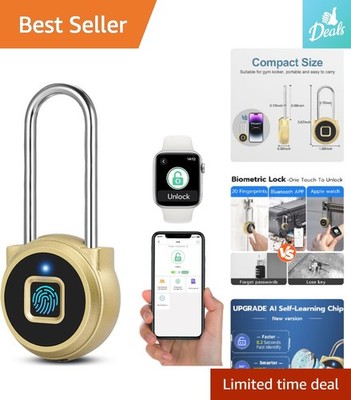 Portable Keyless Fingerprint Padlock - Bluetooth, 20 Fingerprints, 2.1 Inch