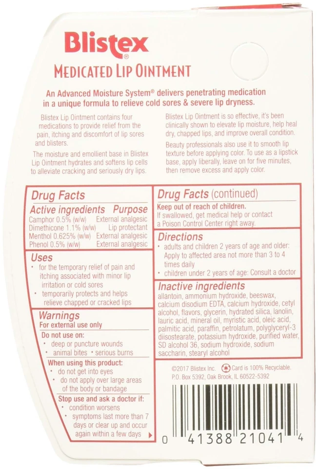 Blistex Ungüento Labial Medicado 0.35 OZ Paquete de 3 Bálsamo Labial Blanco Crema Foto 2 de 4