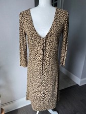 NWT LOFT Ann Taylor Leopard Print V-Neck Twist Front Dress Size 6 Casual Work