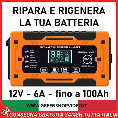 ANDOWL Caricabatterie Auto 12V 6A fino a 100A Rigenera Ripara Batteria Moto Camper AGM+