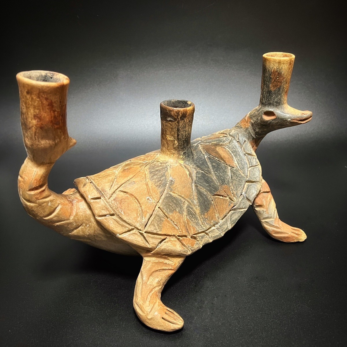 Heron Martinez Mendoza TURTLE Candlelabra Mexican Folk Art Pottery