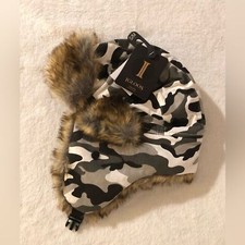 New Igloos boy size S/M camo faux fur hat fleece lining new with tag