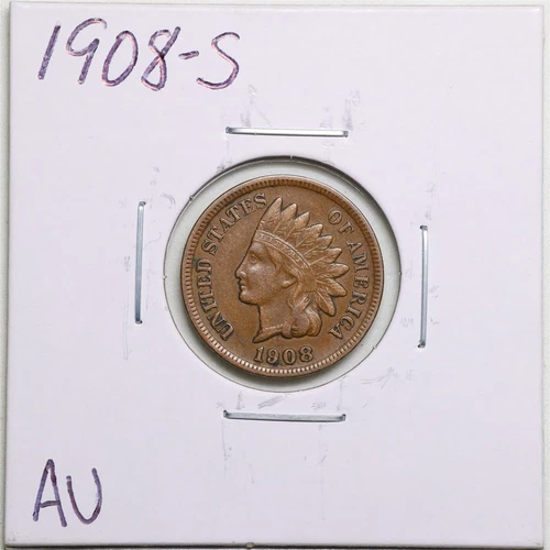 1908-S 1C Indian Head Cent in AU Condition #4780