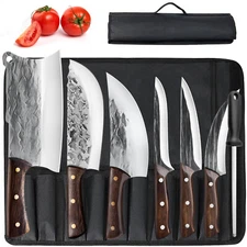 Serbian Butcher Knife Hand Forged Kitchen Chef Knife Set Cleaver Chopping Knife