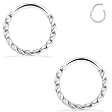 16G Stainless Steel Hinged Nose Septum Ring Clicker Cartilage Helix Hoop Earring