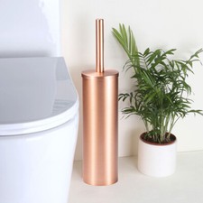 Free Standing Brushed Rose Gold Toilet Brush Set Accessories SUS Round Holder