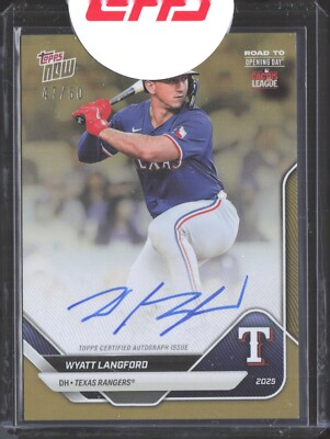 #ad 2025 Topps Now #A WL Wyatt Langford Road To Opening Day Gold Auto #d 50 Rangers $337.50