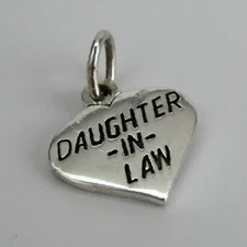 Sterling Silver DAUGHTER IN LAW Charm for Bracelet HEART Necklace Pendant GIFT
