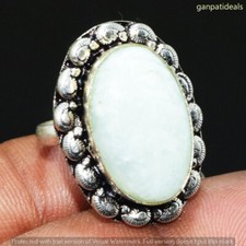 Amazonite Gemstone Handmade Ring Jewelry US Size- 6.5 GR-31358