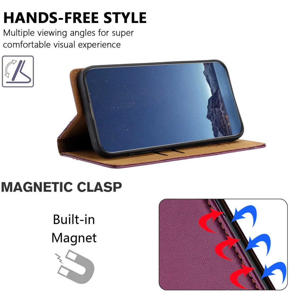 Magnetic Leather Wallet Cover Case For Huawei P50 P60 P20 P40 P30 Mate 60 Nova - Image 4 of 4