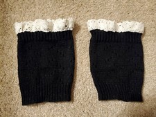 Lace Ruffle Top - Boot Toppers/Cuffs - Black - sz OS - Leg Warmers - Lace Knit