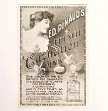 Pinaud's French Carnation Pink Perfume 1899 Advertisement Victorian Beauty E85B