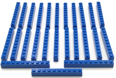 Lego 25 New Blue Bricks Building Blocks 1 x 10 Stud Pieces