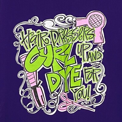 Southern Belle Hairdresser T-Shirt L Purple Funny Humor Woman Beauty Shop 