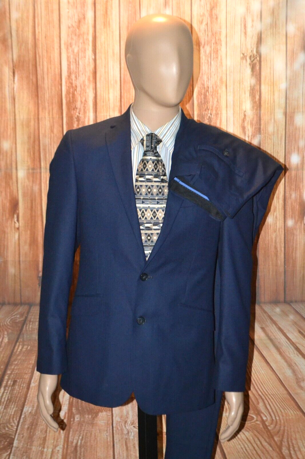 Kenneth Cole Men Reaction Navy Blue Dual Vent Suit Sz 38R Ws